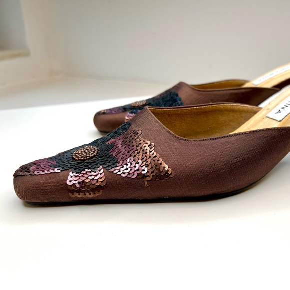 Mandarina Limited Edition Silk Kitten Heel Mules – Size 8 - Picture 4 of 9